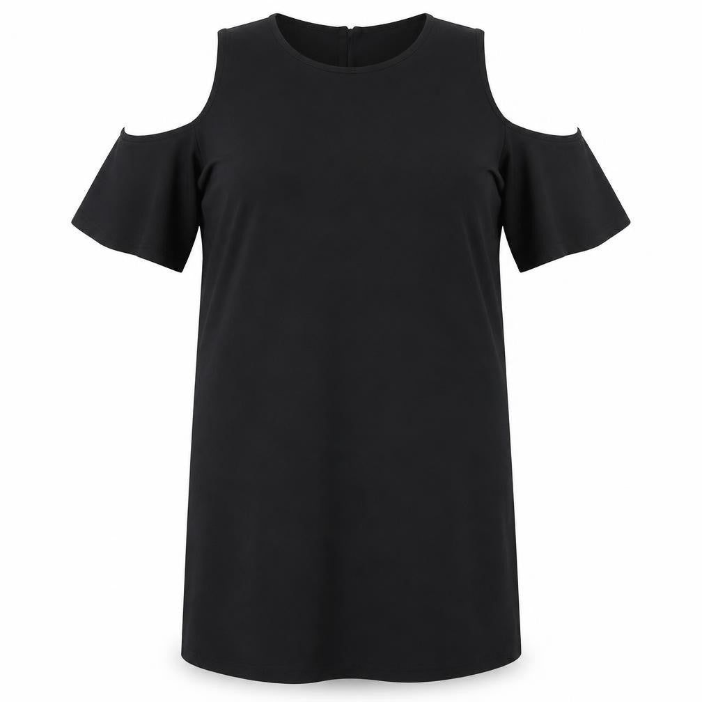 Lipsy Womens Black Polyester Shift Size 16 Round Neck Pullover - Cold Shoulder