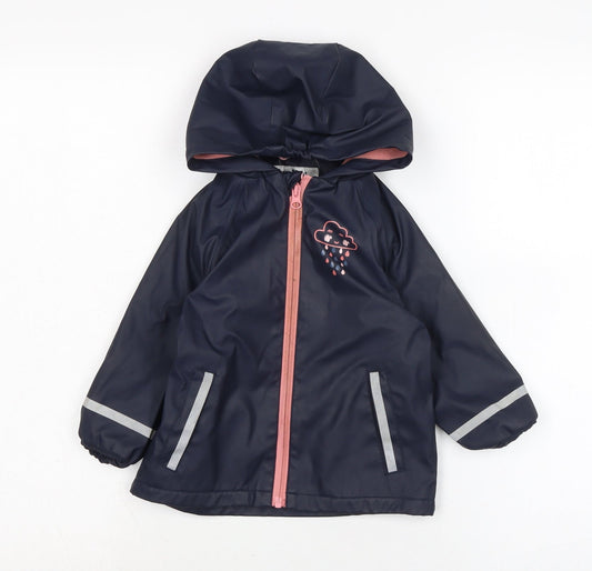 Lupilo Girls Blue Rain Coat Coat Size 18-24 Months Zip