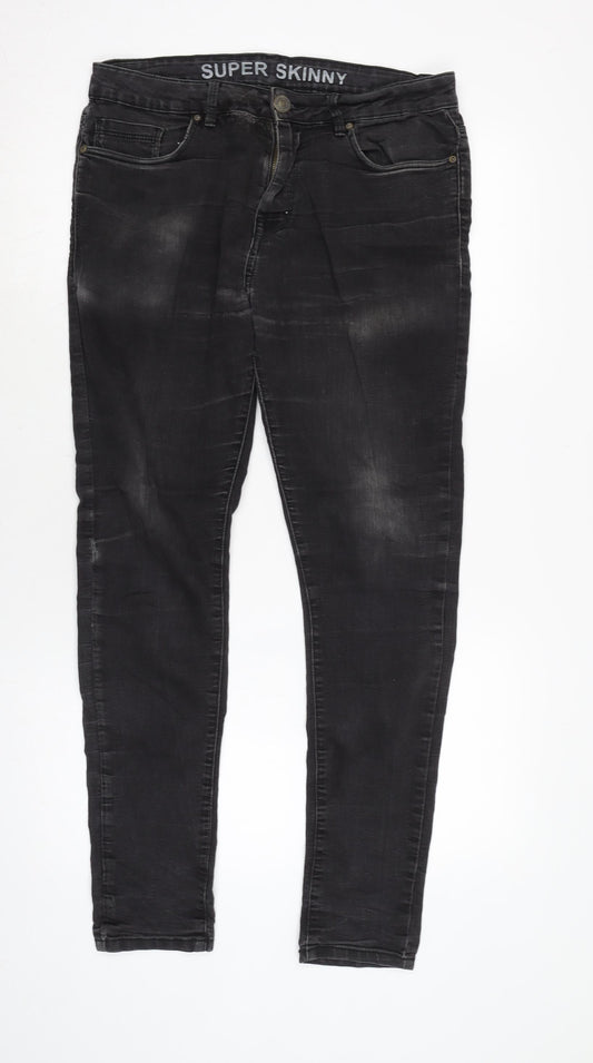 Peacocks Mens Blue Cotton Blend Tapered Jeans Size 30 in L28 in Regular Zip