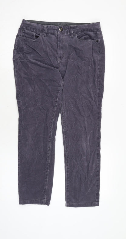 Dash Womens Grey Cotton Trousers Size 12 L23 in Regular Zip