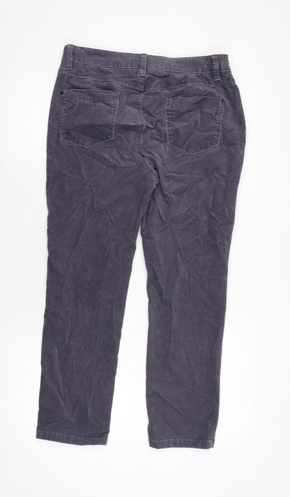 Dash Womens Grey Cotton Trousers Size 12 L23 in Regular Zip