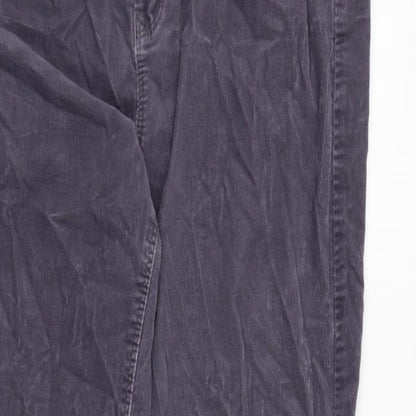 Dash Womens Grey Cotton Trousers Size 12 L23 in Regular Zip