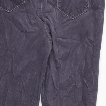 Dash Womens Grey Cotton Trousers Size 12 L23 in Regular Zip