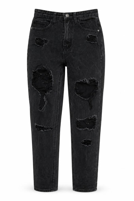 PRETTYLITTLETHING Womens Grey Cotton Straight Jeans Size 8 L28 in Regular Zip