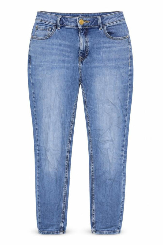 Marks & Spencer Womens Blue Cotton Blend Tapered Jeans Size 30 in L28 in Regular Zip