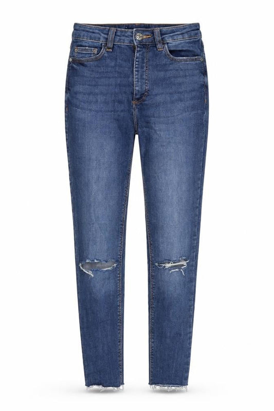 Denim & Co. Womens Blue Cotton Blend Tapered Jeans Size 4 L23.5 in Regular Zip - Waist 20In.