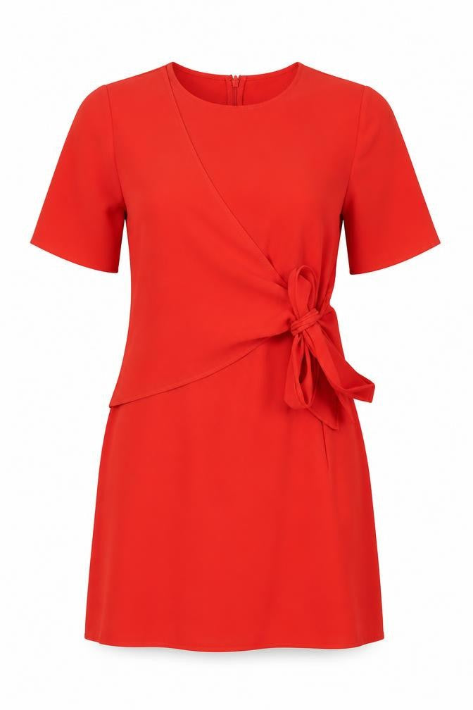 Warehouse Womens Red Polyester Shift Size 10 Round Neck Zip