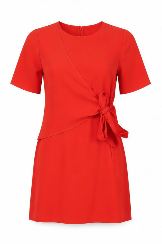 Warehouse Womens Red Polyester Shift Size 10 Round Neck Zip