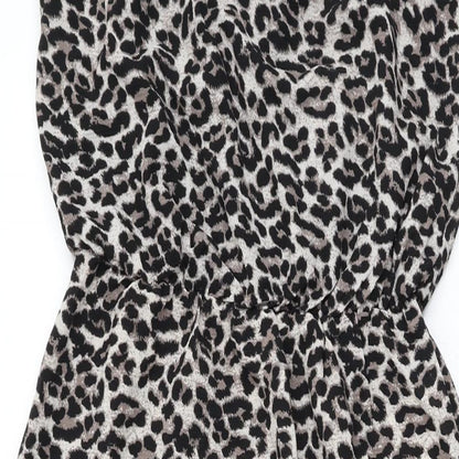 Close-up detail of Only women’s beige animal print polyester maxi, size UK 6, round neck pullover