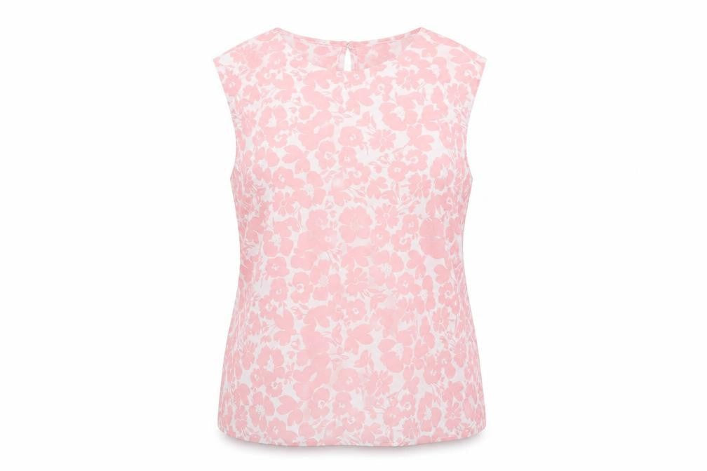 New Look Womens Pink Floral Polyester Basic T-Shirt Size 16 Round Neck