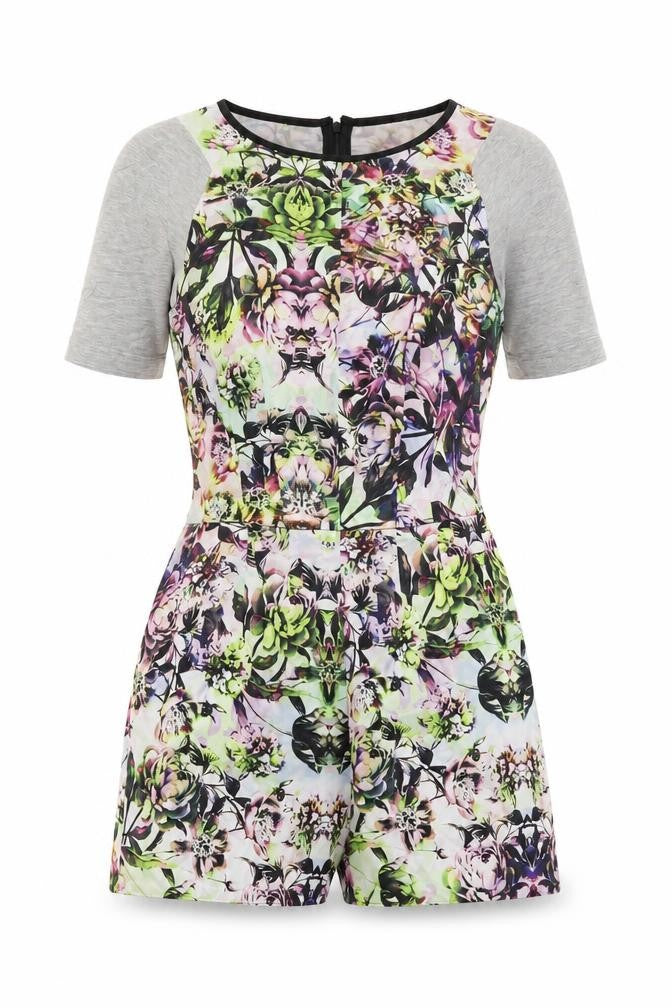 Warehouse Womens Multicoloured Floral Polyester Playsuit One-Piece Size 8 Zip