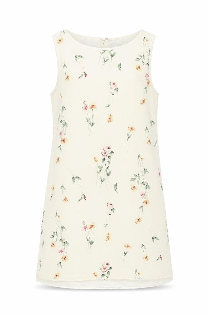 Metropolitan Womens Ivory Floral Polyester Shift Size 8 Round Neck Zip