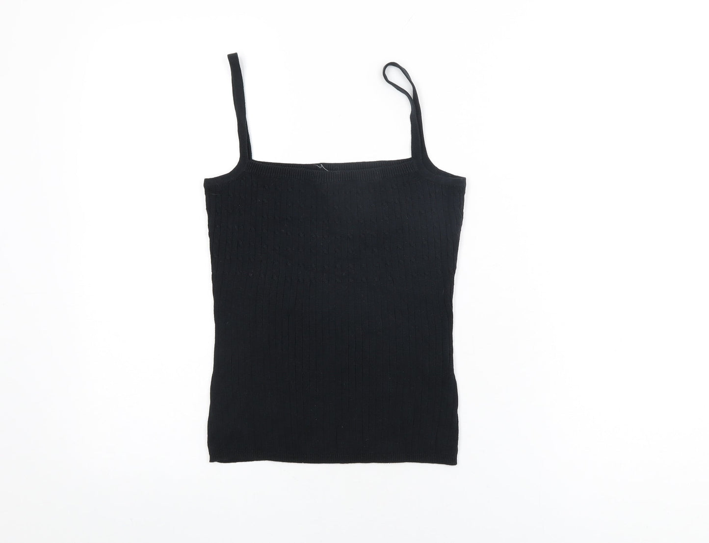 VILA Womens Black Cotton Basic T-Shirt Size S Square Neck