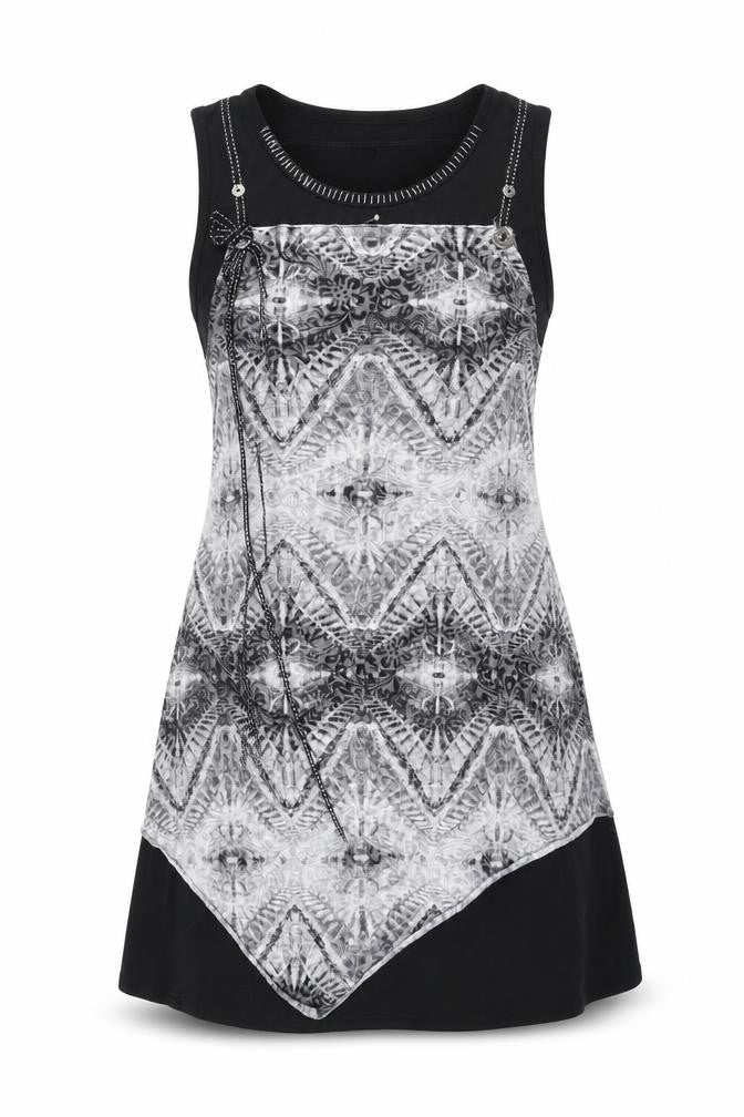 Apricot Womens Black Geometric Polyester Shift Size 14 Round Neck Pullover