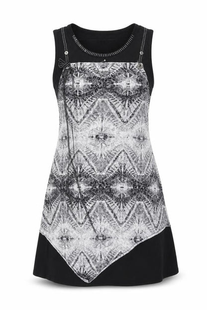 Apricot Womens Black Geometric Polyester Shift Size 14 Round Neck Pullover