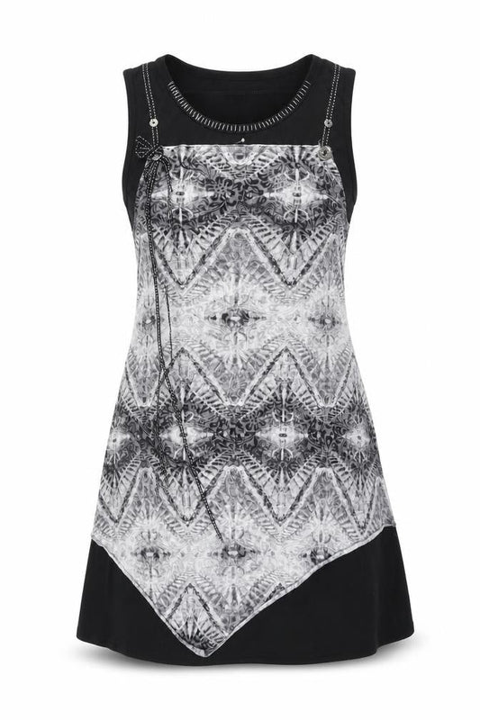 Apricot Womens Black Geometric Polyester Shift Size 14 Round Neck Pullover