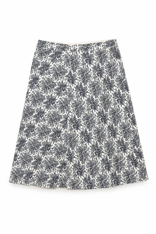 Gap Womens White Floral Cotton Swing Skirt Size 14 Zip