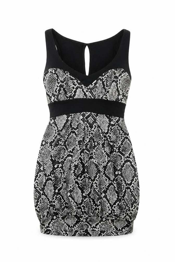 Internacionale Womens Black Animal Print Polyester Mini Size 10 V-Neck Tie