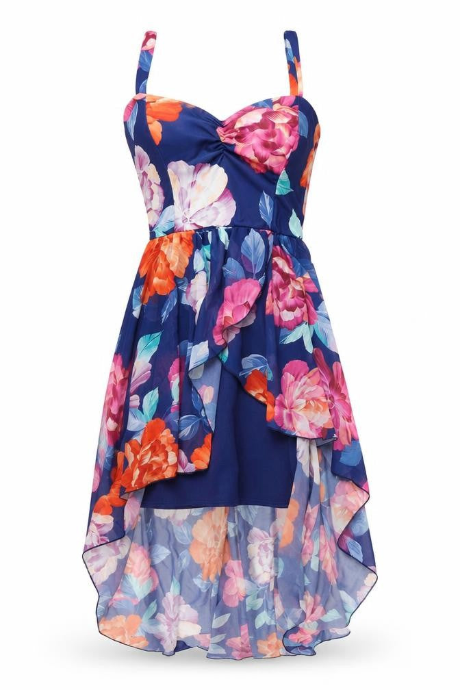 Quiz Womens Blue Floral Polyester Bodycon Size 10 V-Neck Pullover