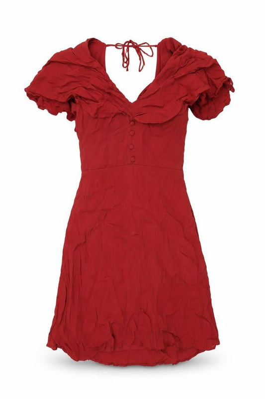 River Island Womens Red Viscose Shift Size 10 V-Neck Zip