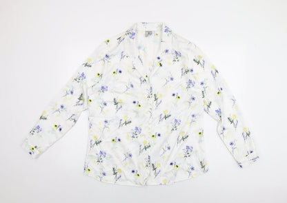 Additional front view of ASOS women’s white floral polyester basic button-up, size UK 12, collared