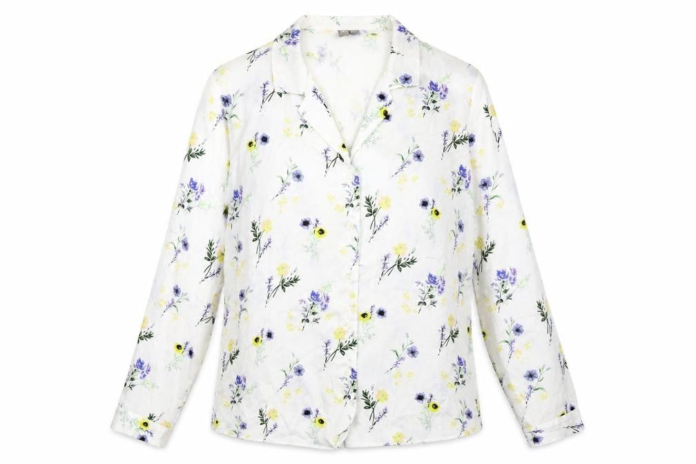 ASOS Womens White Floral Polyester Basic Button-Up Size 12 Collared