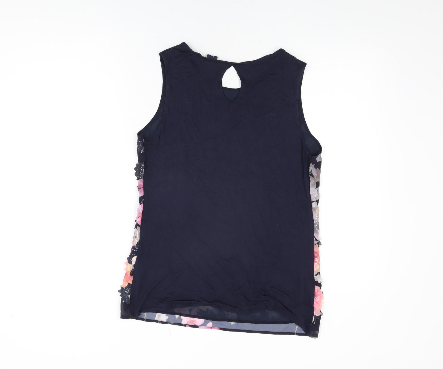 NEXT Womens Blue Floral Viscose Basic Blouse Size 10 Round Neck