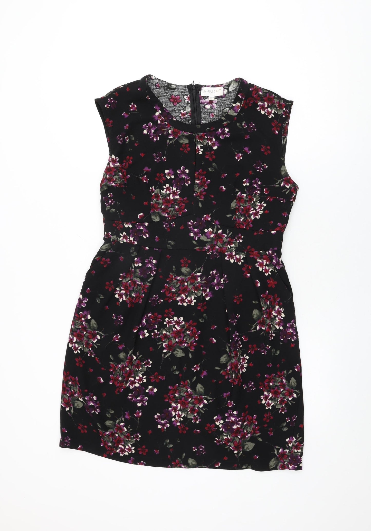Apricot Womens Black Floral Polyester Bodycon Size 14 Round Neck Zip