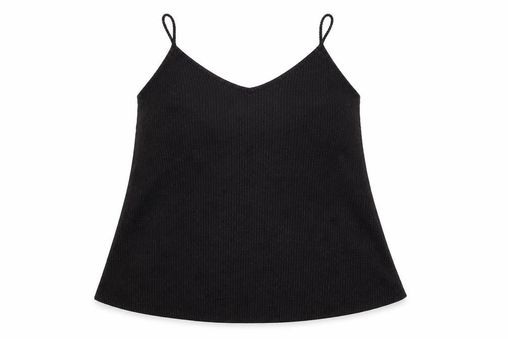 Curvewow Womens Black Polyester Basic T-Shirt Size 24 V-Neck