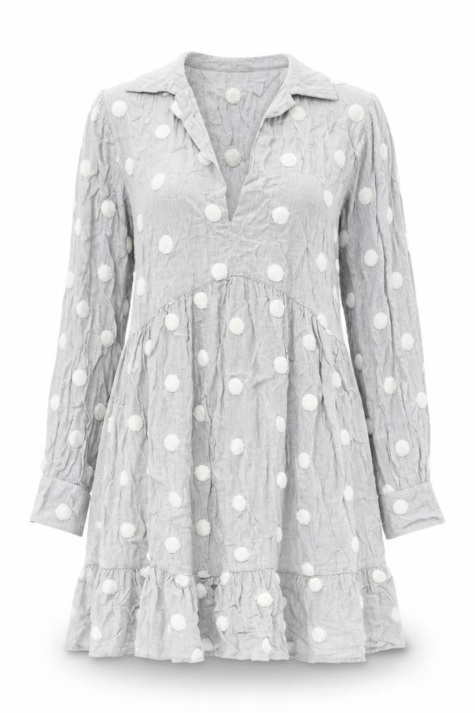 Zara Womens Grey Polka Dot Viscose Shift Size XS Collared Pullover