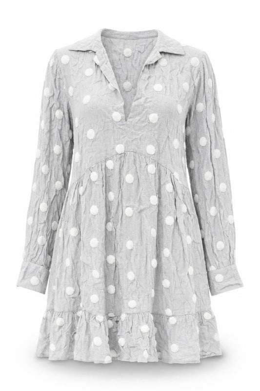 Zara Womens Grey Polka Dot Viscose Shift Size XS Collared Pullover