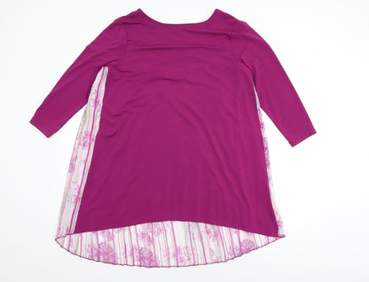 Attitudes Womens Purple Polyester Basic T-Shirt Size M Round Neck