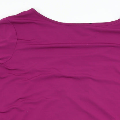 Attitudes Womens Purple Polyester Basic T-Shirt Size M Round Neck