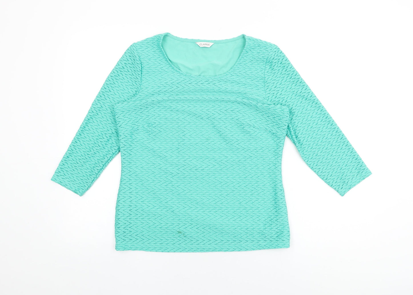 Marks and Spencer Womens Green Polyester Basic T-Shirt Size 10 Round Neck