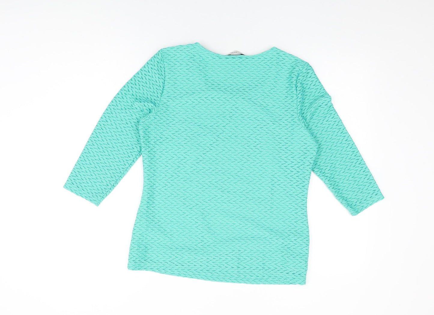 Marks and Spencer Womens Green Polyester Basic T-Shirt Size 10 Round Neck