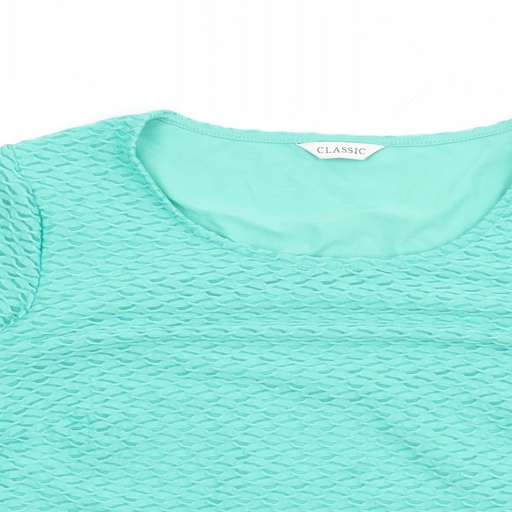 Marks and Spencer Womens Green Polyester Basic T-Shirt Size 10 Round Neck