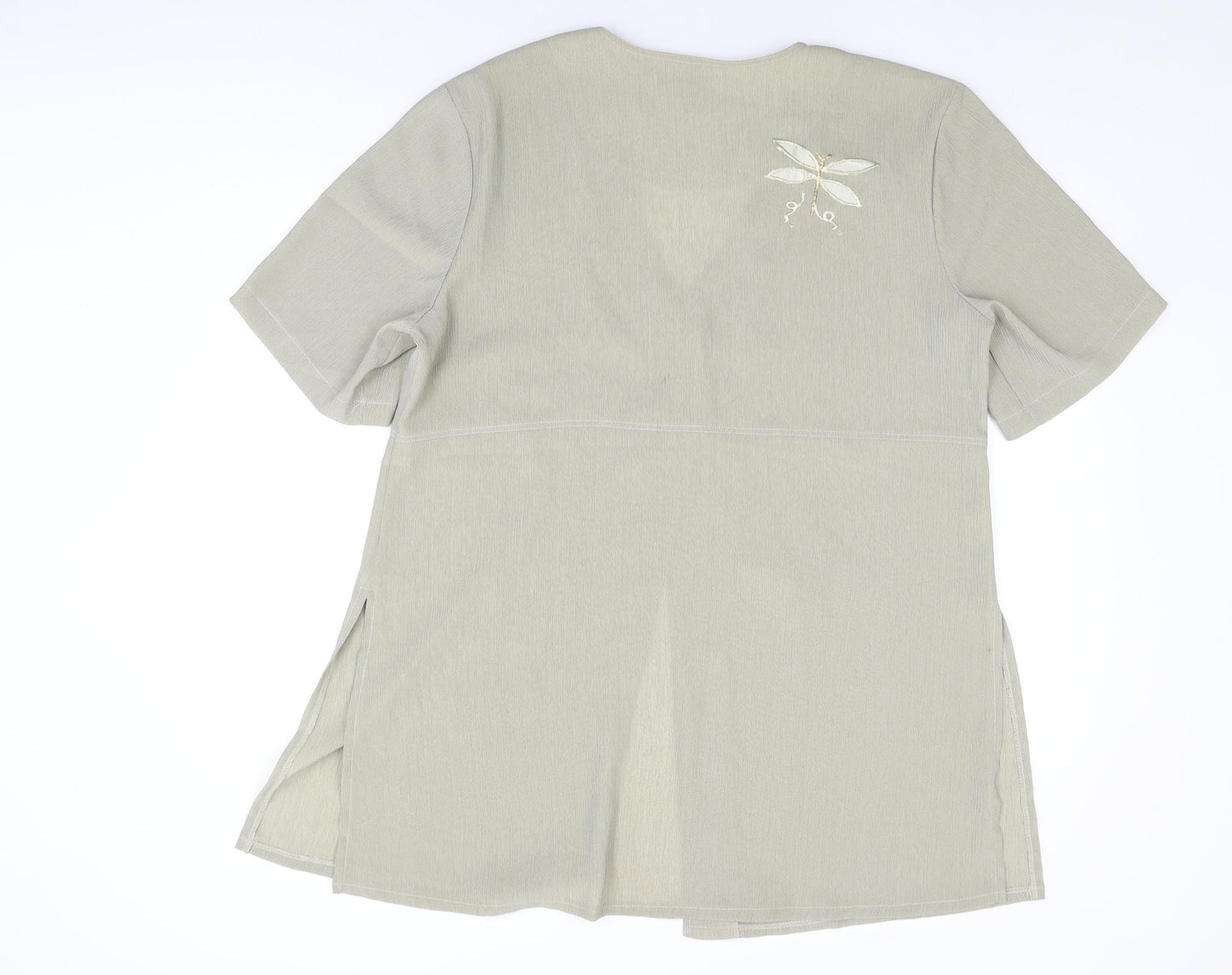 Christian Marcus Womens Brown Geometric Polyester Basic Button-Up Size 20 V-Neck