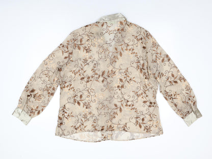 Marks & Spencer Womens Beige Floral Polyester Basic Button-Up Size 20 Collared