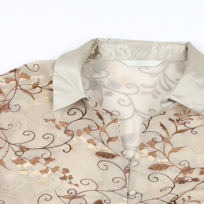 Marks & Spencer Womens Beige Floral Polyester Basic Button-Up Size 20 Collared