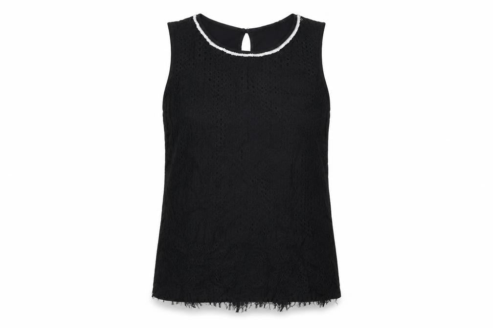 Dorothy Perkins Womens Black Geometric Polyamide Basic T-Shirt Size 12 Round Neck