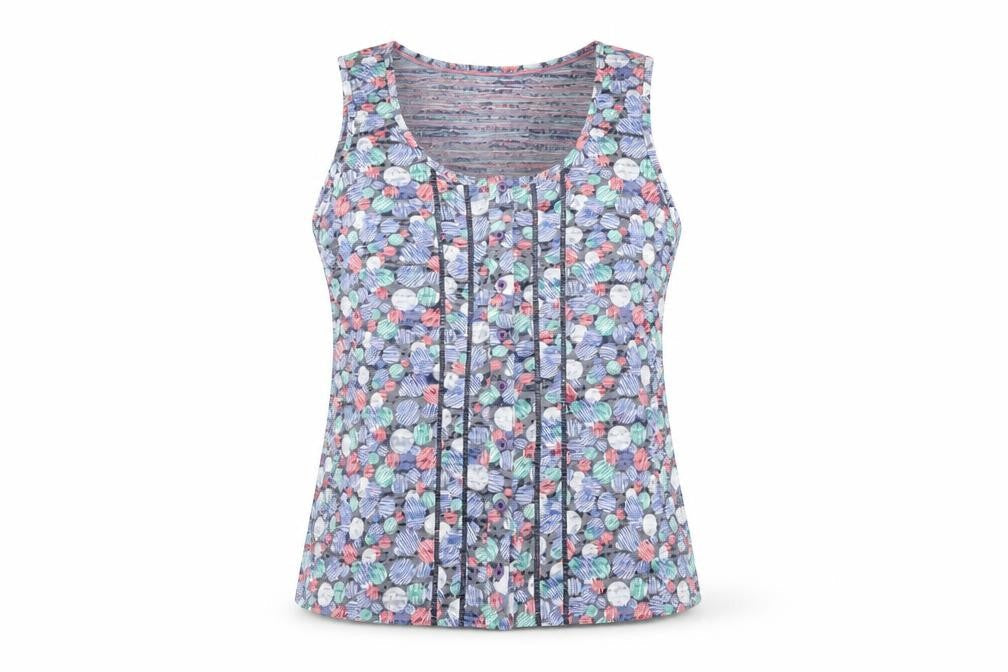 Per Una Womens Grey Geometric Cotton Basic Button-Up Size 12 Round Neck
