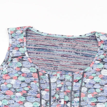Per Una Womens Grey Geometric Cotton Basic Button-Up Size 12 Round Neck