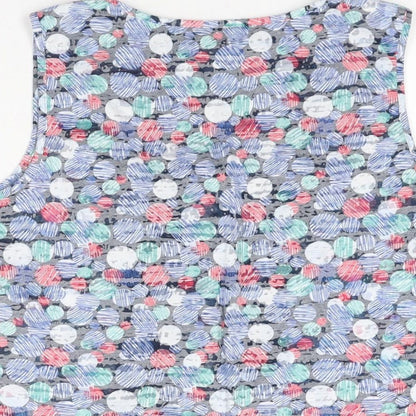 Per Una Womens Grey Geometric Cotton Basic Button-Up Size 12 Round Neck