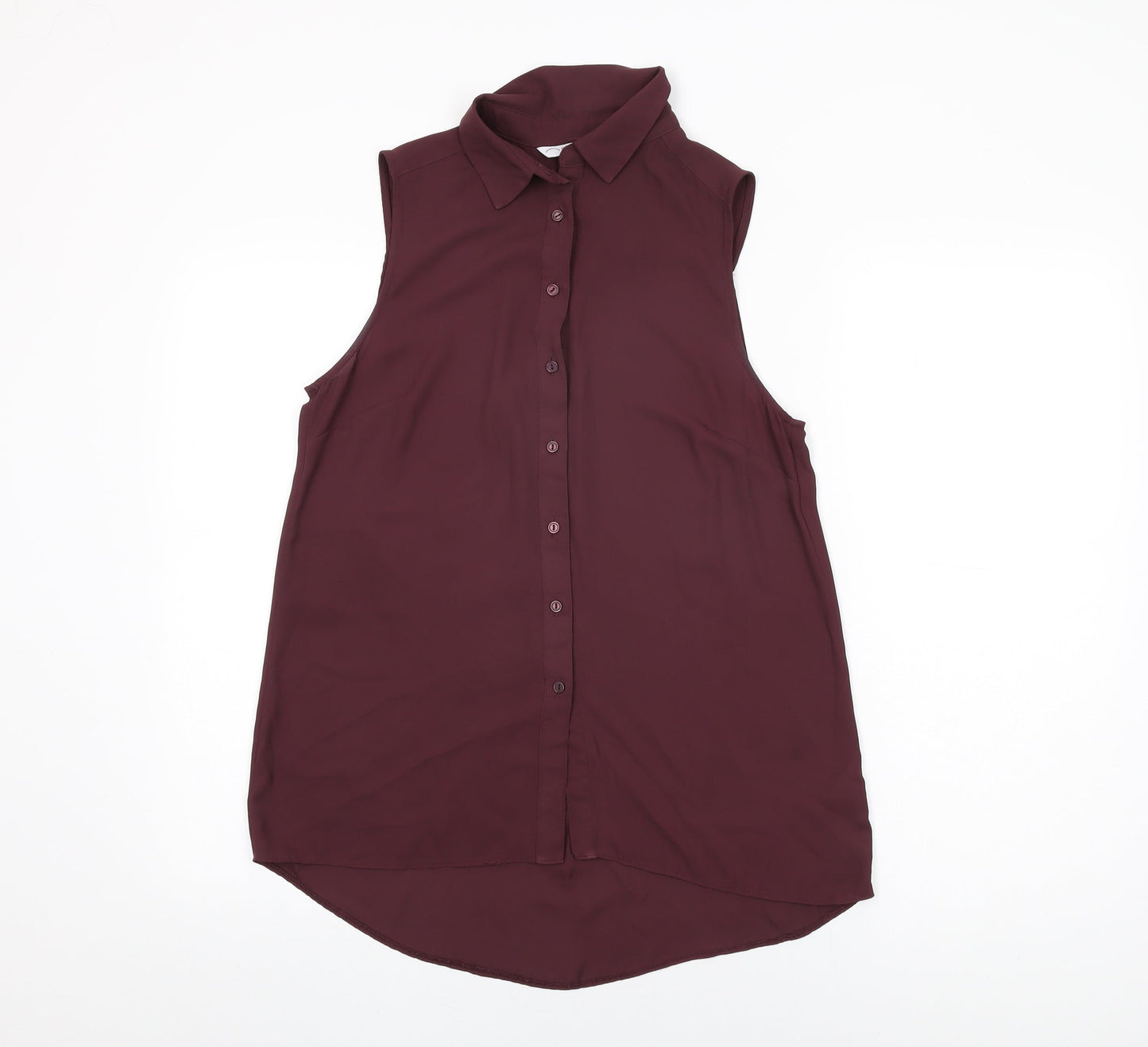 New Look Womens Purple Polyester Basic Button-Up Size 12 Collared