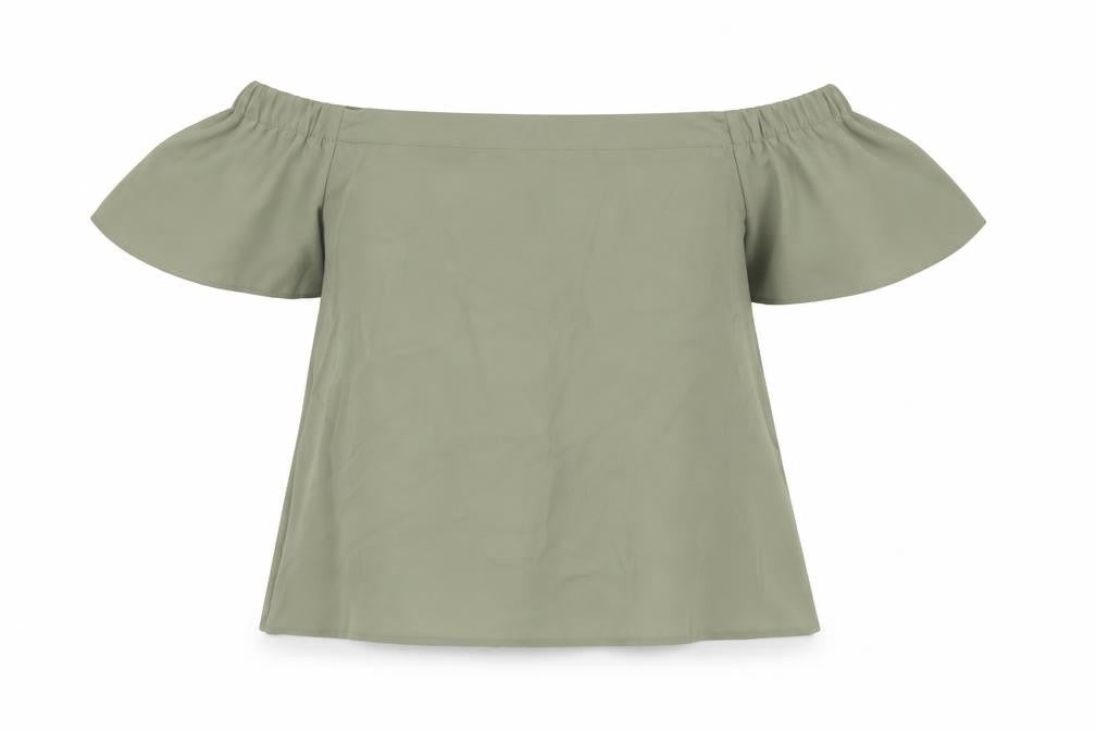 New Look Womens Green Polyester Basic Blouse Size 8 Off the Shoulder