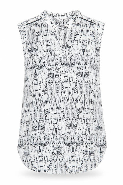 Dorothy Perkins Womens White Geometric Polyester Basic Blouse Size 8 V-Neck