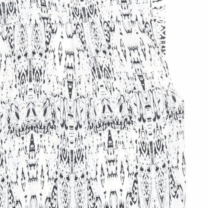 Dorothy Perkins Womens White Geometric Polyester Basic Blouse Size 8 V-Neck