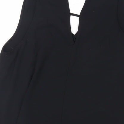 River Island Womens Black Polyester Basic Tank Size 14 V-Neck - Asymmetric