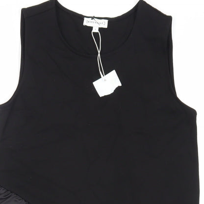 Warehouse Womens Black Viscose Basic Tank Size 8 Round Neck - Ruffle