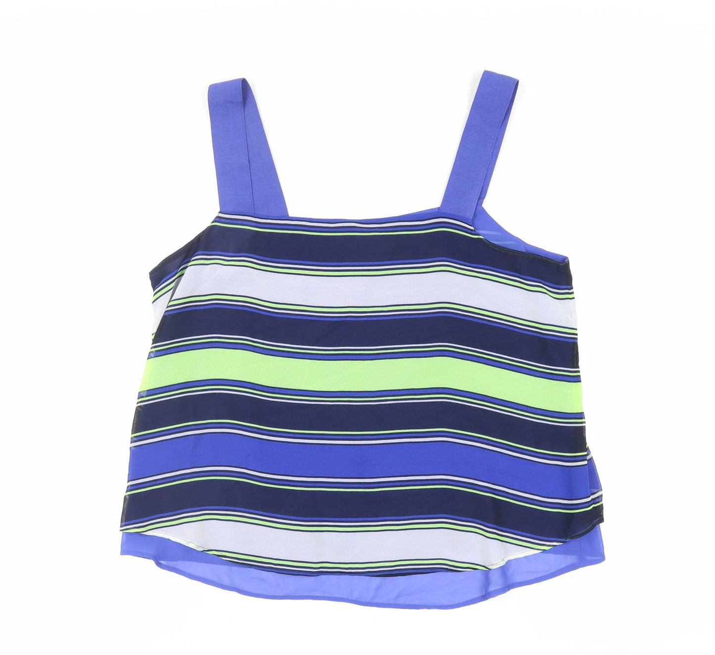 NEXT Womens Blue Striped Polyester Basic Tank Size 14 Square Neck